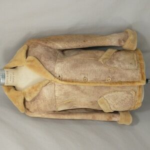 Vintage Sheepskin Coat Shearling Jacket Natural Leather Wool Fur sz 40 Western